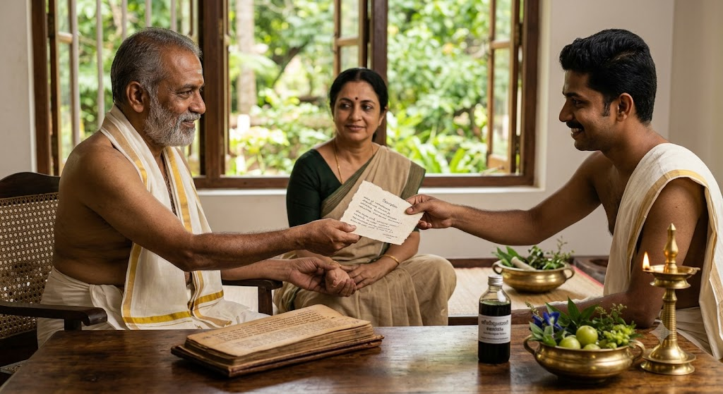 Sahasrayogam: సహస్రయోగం అంటే ఏమిటి? ఆయుర్వేద ఔషధ తయారీలో దీని ప్రాముఖ్యత మరియు విశిష్టత - NaaTV Telugu Ayurvedic doctor consulting a patient using Sahasrayogam reference text
